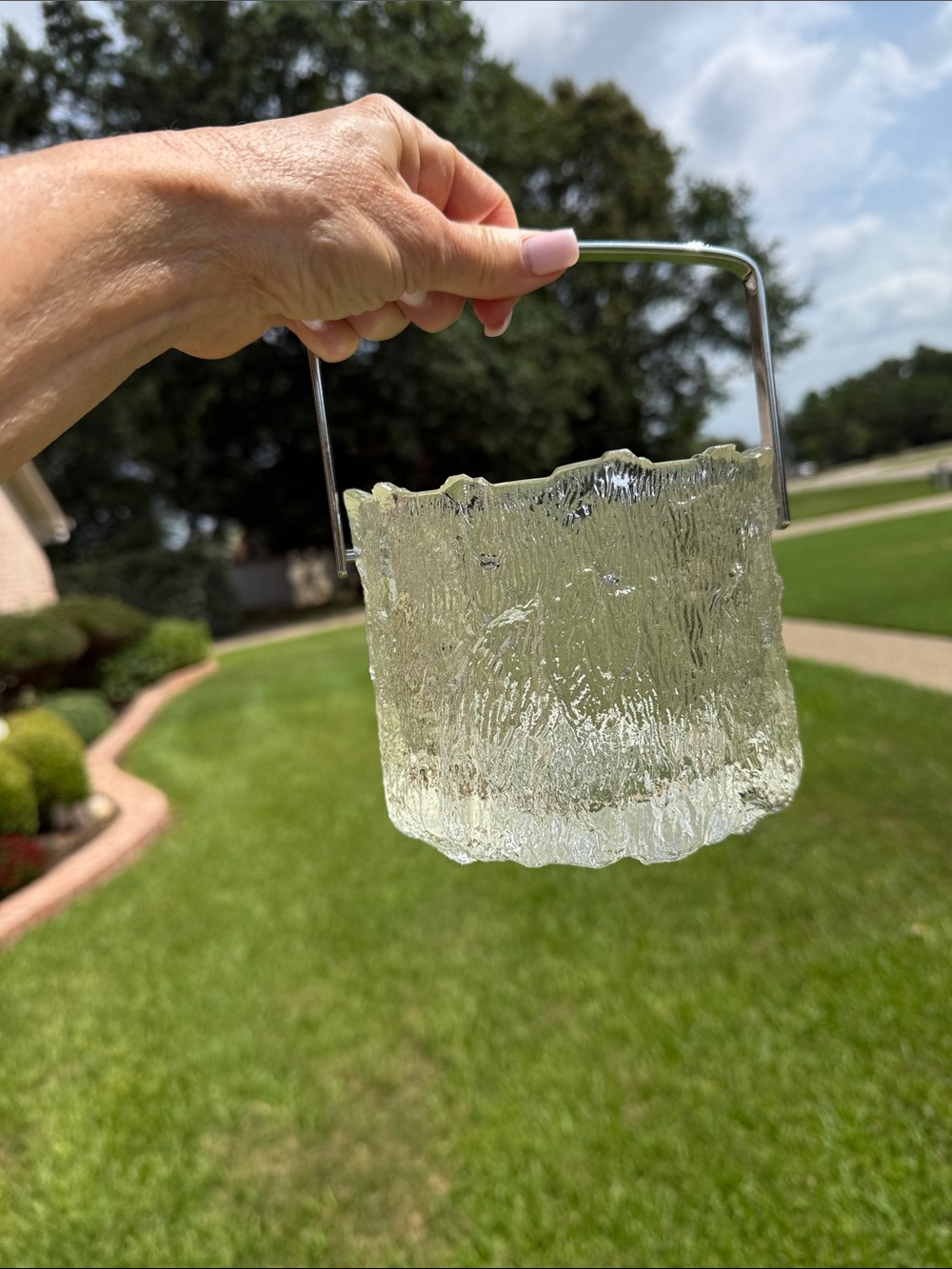 MCM Littala “Seita” Icicle Glass Ice Bucket by Tapio Wirkkala Chrome Handle - Picture 17 of 17